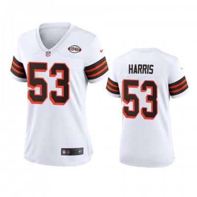 Women Cleveland Browns #53 Nick Harris Nike 1946 Collection Alternate Game Limited NFL Jersey - White